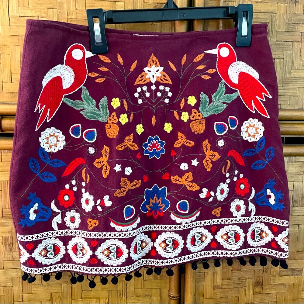 Darling embroidered miniskirt - maroon - size small